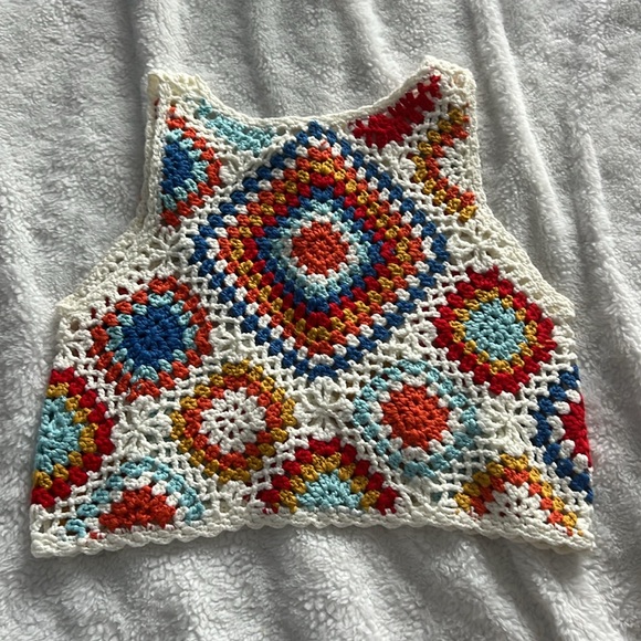 Altar’d State - crochet crop top - S - red, blue, white, yellow - Picture 2 of 2